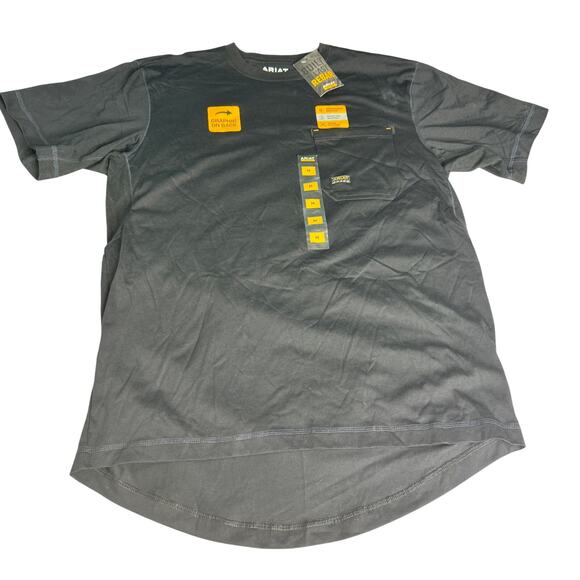 Ariat Rebar Men's sz Medium Black Short Sleeve Workman Working Dog Shirt NWT - Picture 1 of 12